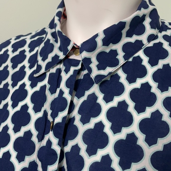 Lands’ End Navy & White Button Front Dress Coverup - Picture 4 of 9